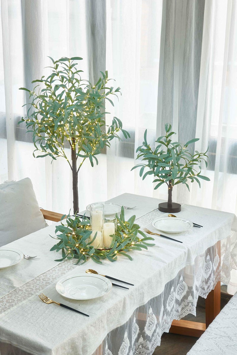 litbloom مضاءة بطارية الزيتون جارلاند تعمل مع الموقت 96 أضواء خرافية 6ft الخضرة الاصطناعية غصين أضواء الكرمة لعيد الميلاد الربيع الموقد الديكور عباءة داخلي في الهواء الطلق - Image 4